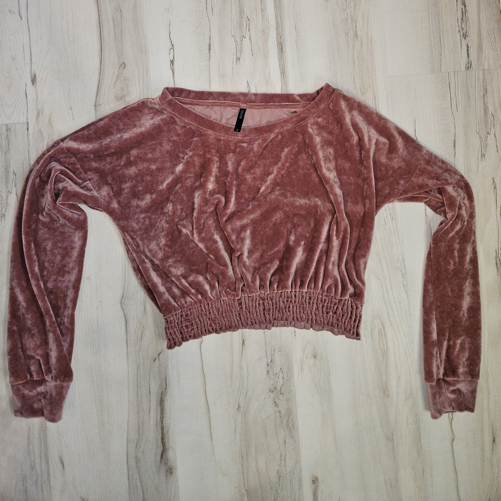 Savvi Women’s Blush Pink Valore Top L Ultra Soft Long Sleeve Cropped Pullover View 2